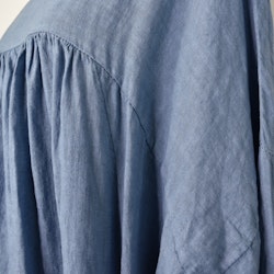 Linneklänning med fickor JEANSBLÅ