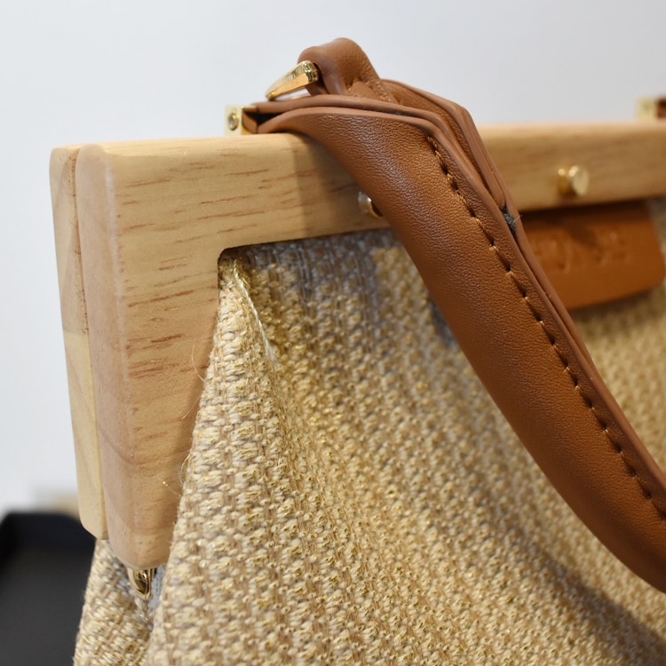 Handväska Canvas BEIGE/GULD