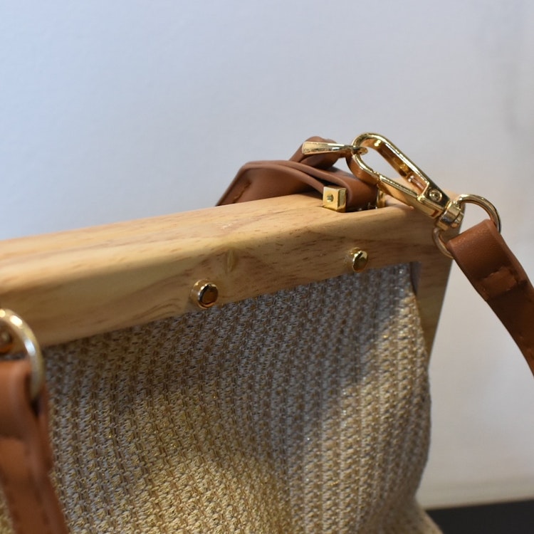 Handväska Canvas BEIGE/GULD