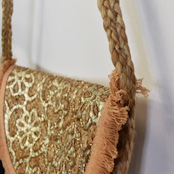 Axelremsväska/Clutch Jute GULD