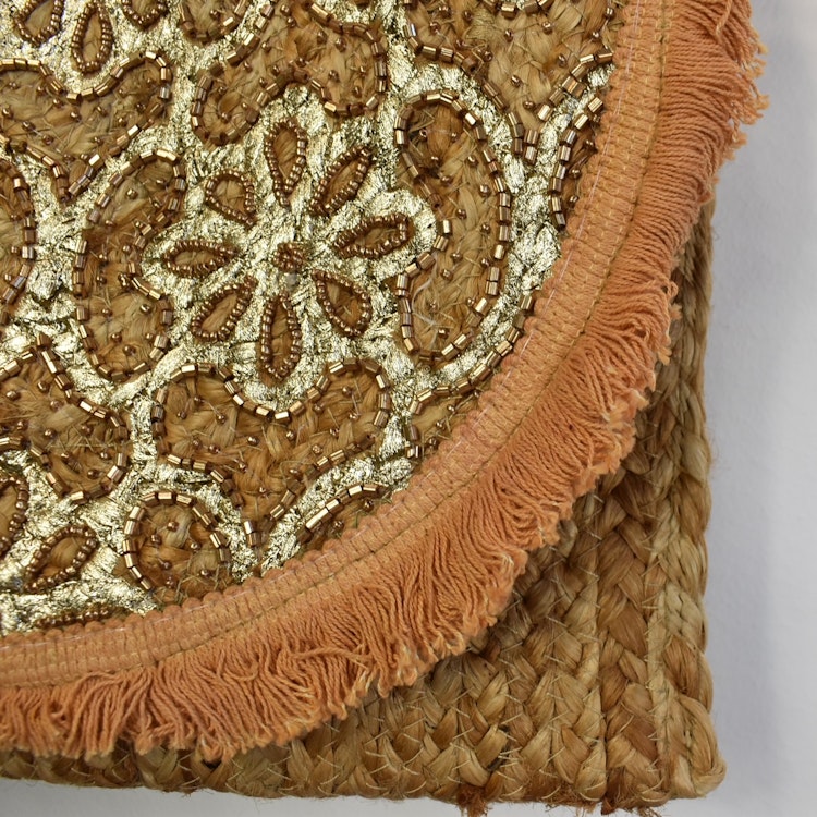 Axelremsväska/Clutch Jute GULD
