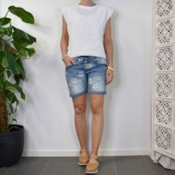 Jeansshorts Blommig LJUS DENIM - Place du Jour