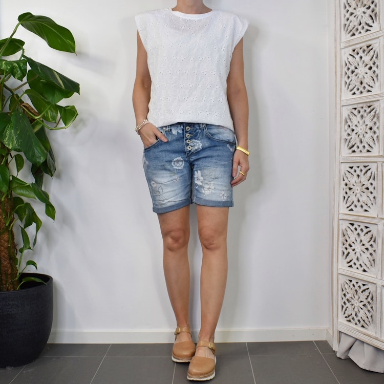 Jeansshorts Blommig LJUS DENIM - Place du Jour