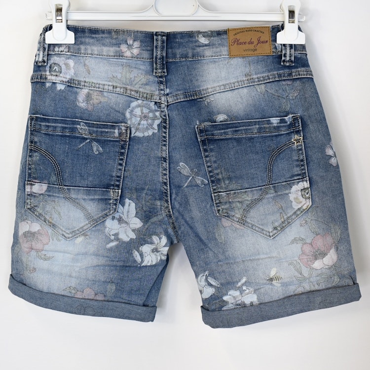 Jeansshorts Blommig LJUS DENIM - Place du Jour