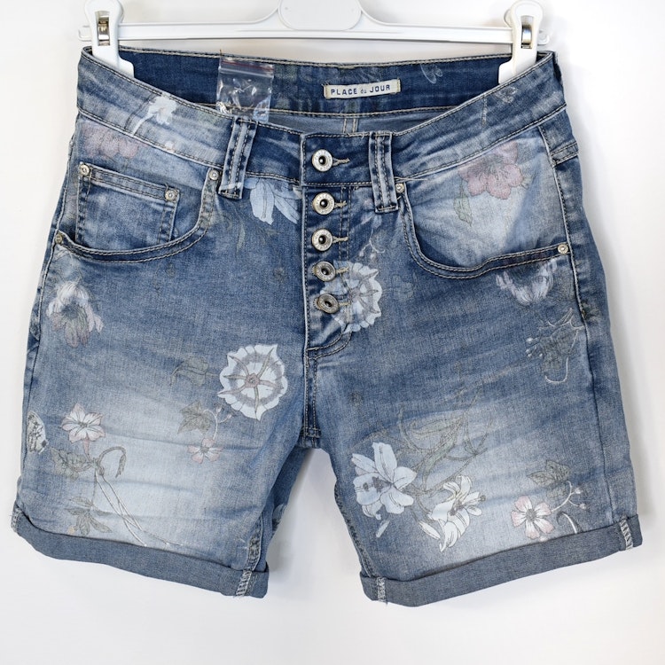 Jeansshorts Blommig LJUS DENIM - Place du Jour