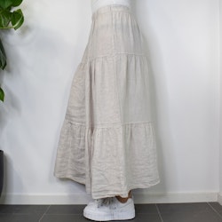 Linnekjol med volanger BEIGE