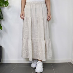 Linnekjol med volanger BEIGE