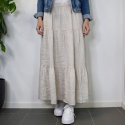Linnekjol med volanger BEIGE