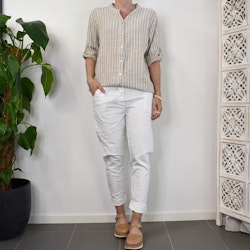 Bomullsblus Ellie Randig BEIGE - Mix By Heart