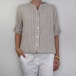 Bomullsblus Ellie Randig BEIGE - Mix By Heart