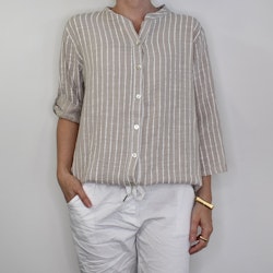 Bomullsblus Ellie Randig BEIGE - Mix By Heart