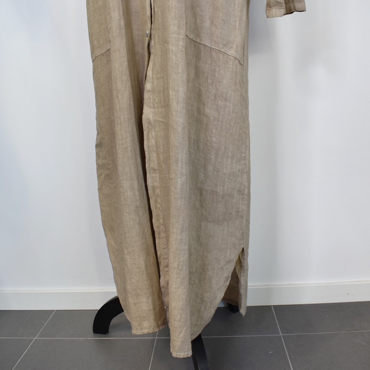 Lång skjortklänning med fickor TAUPE