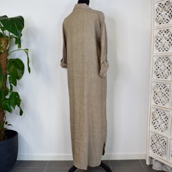Lång skjortklänning med fickor TAUPE