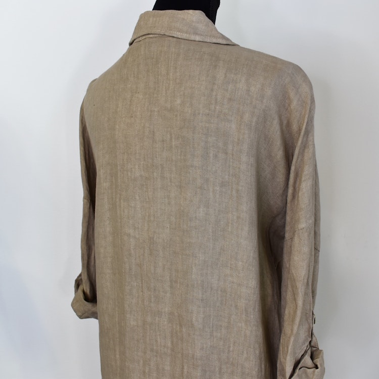 Lång skjortklänning med fickor TAUPE