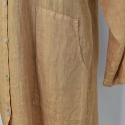 Lång skjortklänning med fickor LJUS CAMEL