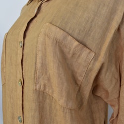 Lång skjortklänning med fickor LJUS CAMEL