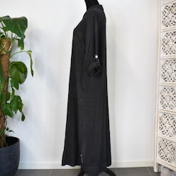 Lång skjortklänning med fickor ANTRACIT