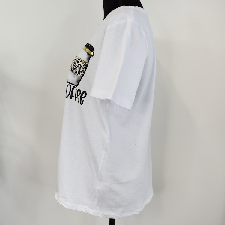 T-shirt Peace, Love & Coffee VIT/GULD
