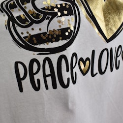 T-shirt Peace, Love & Coffee VIT/GULD
