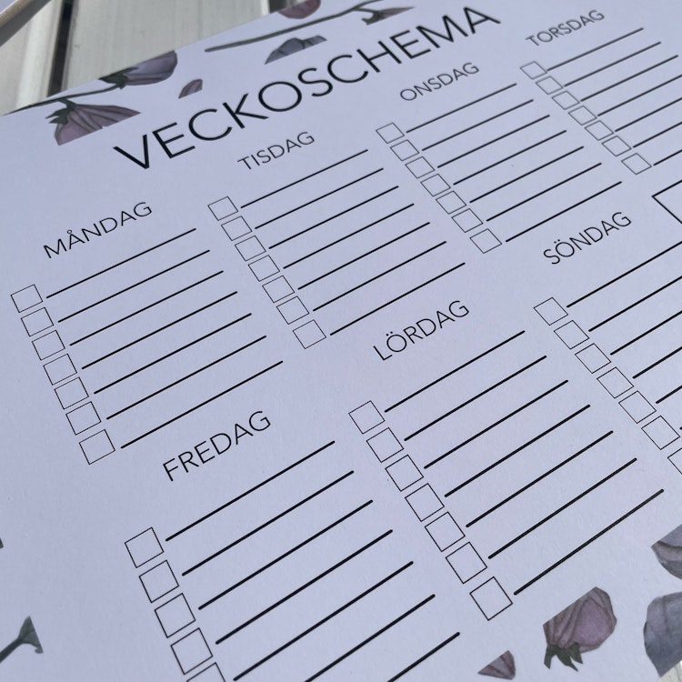 Veckoschema A4 Luktärt - Elina Dahl