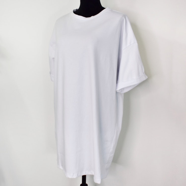 Lång T-shirt Over Sized VIT