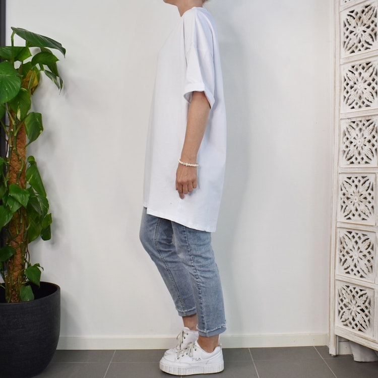 Lång T-shirt Over Sized VIT