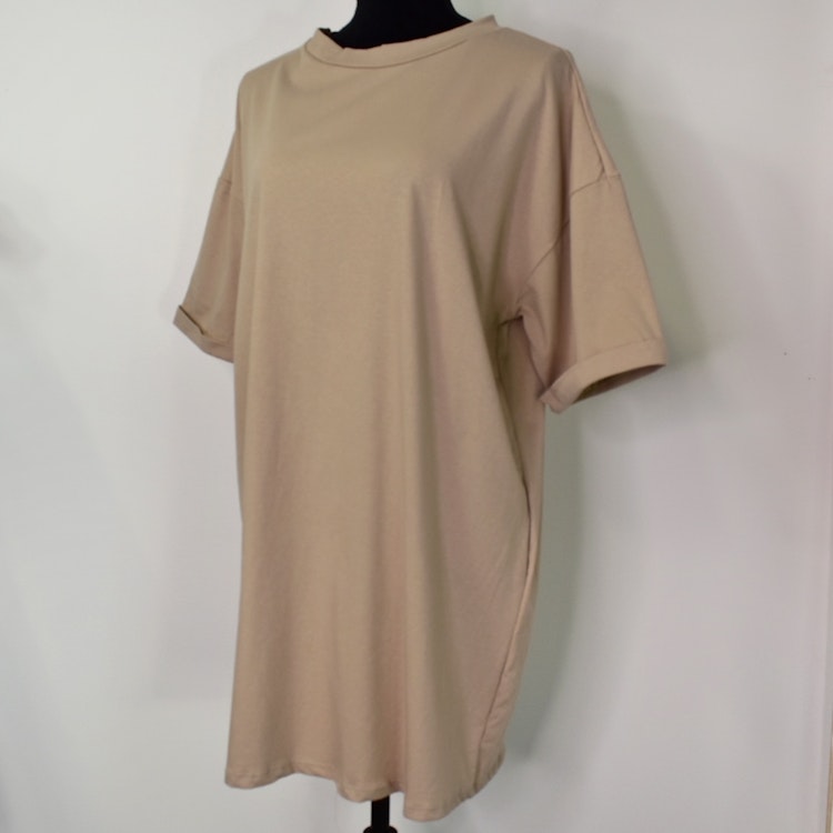 Lång T-shirt Over Sized MÖRKBEIGE