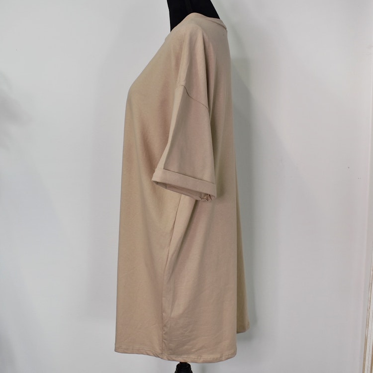Lång T-shirt Over Sized MÖRKBEIGE