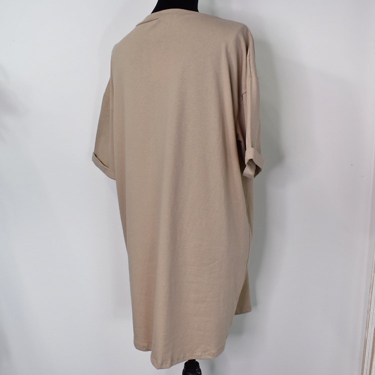 Lång T-shirt Over Sized MÖRKBEIGE