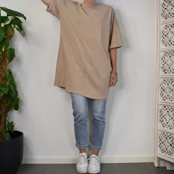 Lång T-shirt Over Sized MÖRKBEIGE