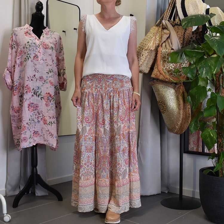 Volangkjol Princess Mönstrad BEIGE - Marta du Chateau