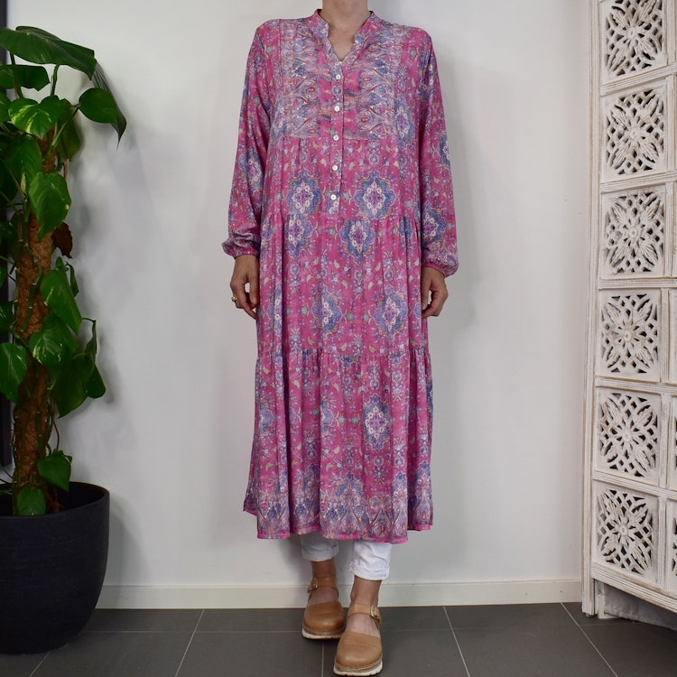 Klänning Mönstrad FUSCHIA