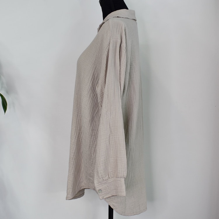 Bomullsskjorta Over Sized BEIGE