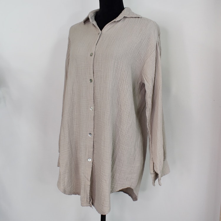 Bomullsskjorta Over Sized BEIGE