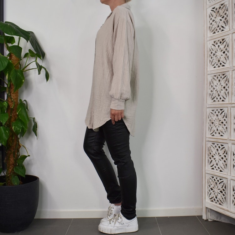 Bomullsskjorta Over Sized BEIGE