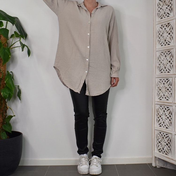 Bomullsskjorta Over Sized BEIGE