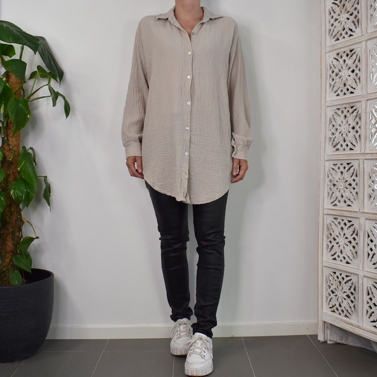 Bomullsskjorta Over Sized BEIGE