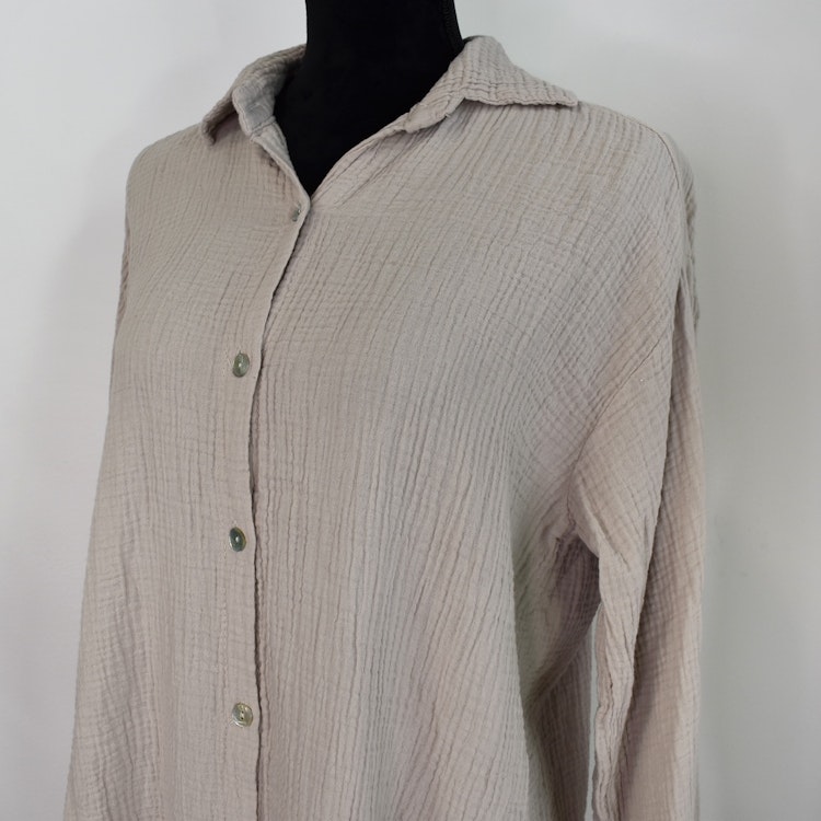 Bomullsskjorta Over Sized BEIGE
