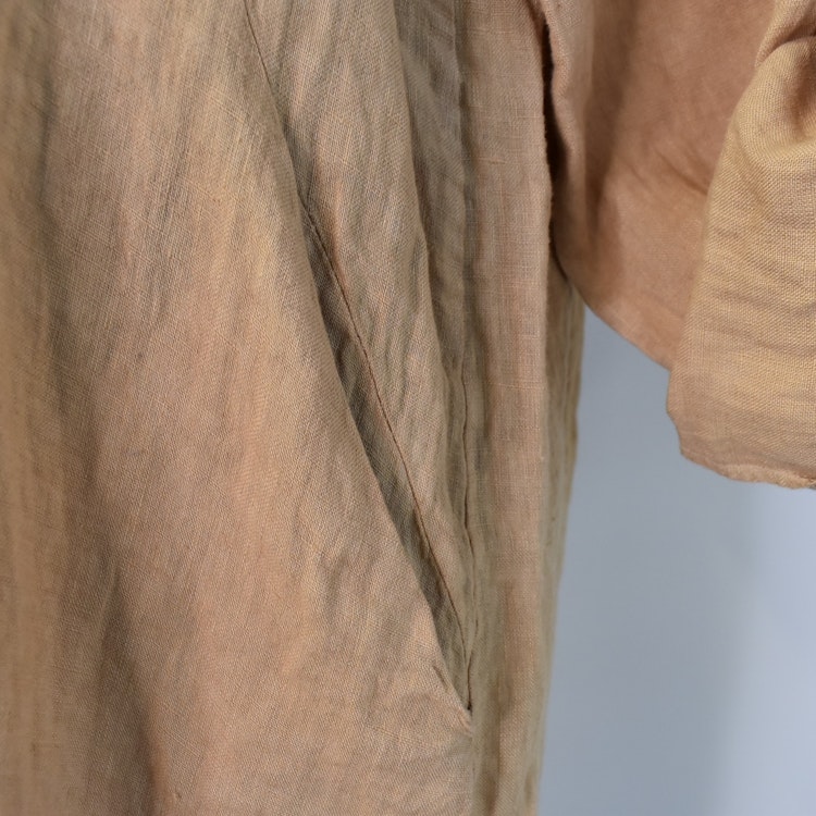 Kort skjortklänning i linne LJUS CAMEL