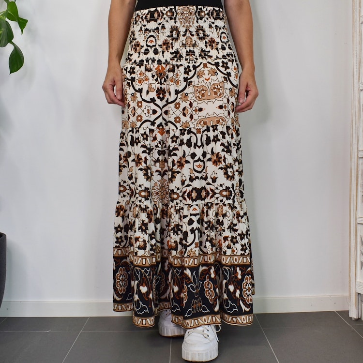 Kjol Boho Flora Blommig OFF WHITE - Stajl Agenturer