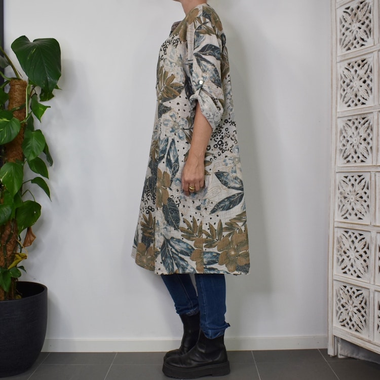 Bomullsklänning Lucy Mönstrad BEIGE - Mix By Heart