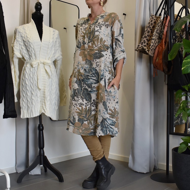 Bomullsklänning Lucy Mönstrad BEIGE - Mix By Heart