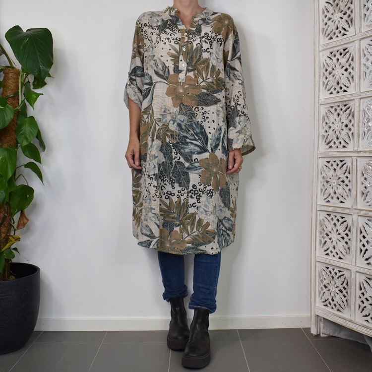 Bomullsklänning Lucy Mönstrad BEIGE - Mix By Heart