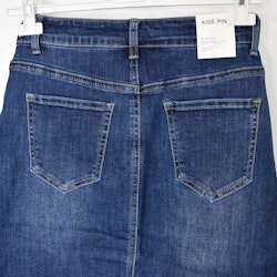 Jeanskjol med slits MÖRK BLÅ