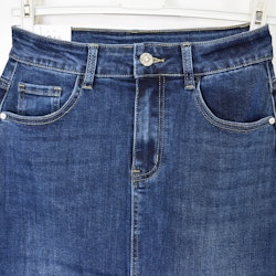 Jeanskjol med slits MÖRK BLÅ