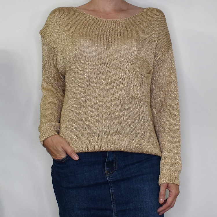 Stickad Tröja Lurex GULD
