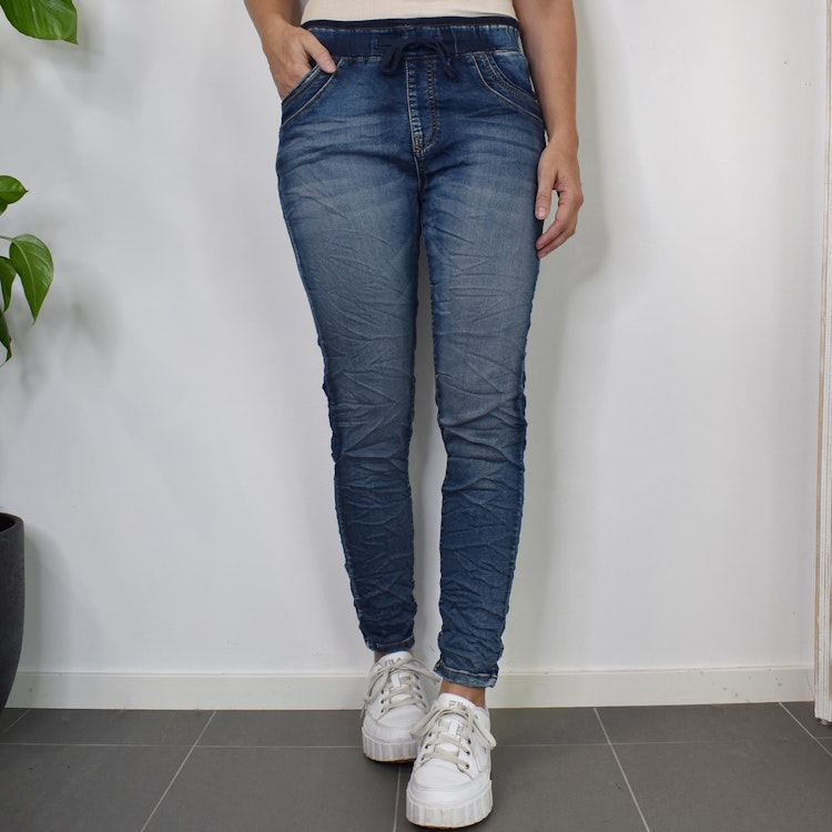 Jeans Jogger med resårmidja MÖRK BLÅ - Newplay