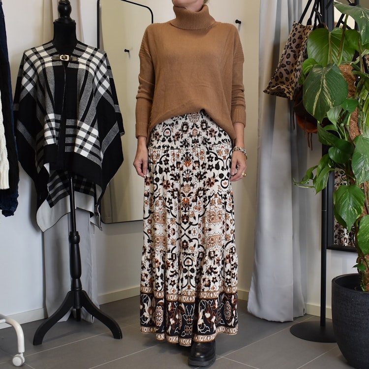 Kjol Boho Flora Blommig OFF WHITE - Stajl Agenturer