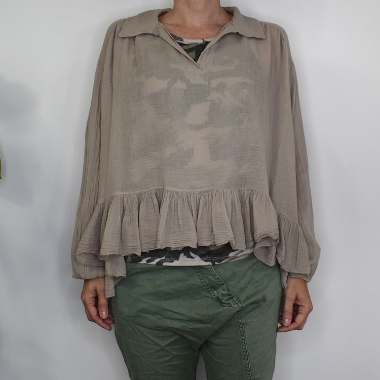 Bomullsblus Heather BEIGE - Stajl Agenturer
