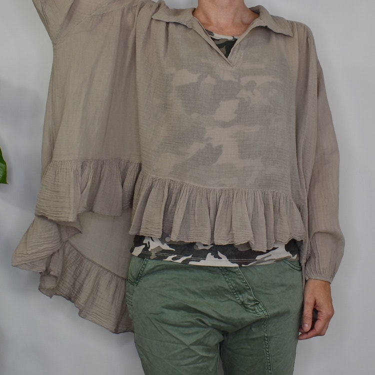 Bomullsblus Heather BEIGE - Stajl Agenturer